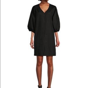 NWT: Gibson & Latimer Poplin V-Neck Elbow Bubble Sleeve Knee Length Shift Dress